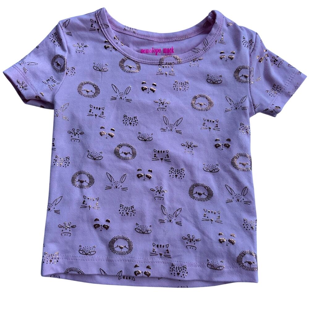 Penelope Mack Pink Tee with Gold Animal Print - 2T